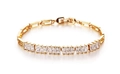Pulsera bañada en oro con circonitas rectangulares y diseño de greca griega clásica - Dorado