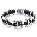 Détail du bracelet industriel pour homme en acier inoxydable et silicone avec fermoir pliant - Argenté