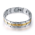 Bracciale da uomo alla moda in acciaio inossidabile con maglie argento e dettagli dorati - Bicolore (Oro e Argento)