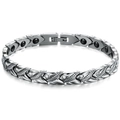 Bracciale magnetico in acciaio al titanio con maglie a freccia e intarsio in zircone - Argento