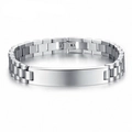 Poliertes Herrenarmband aus Edelstahl im Uhrenarmband-Stil mit anpassbarer Namensplatte - Silber