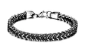 Pulsera de cadena de eslabones Franco en acero inoxidable plateado con cierre de langosta - Negro