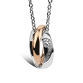 Ineinander verschlungene Halskette aus Roségold und Silber mit Herz-Diamant-Akzenten - Damenstil (Anhänger Und Kette) / Roségold und Silber Zweifarbig