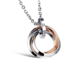 Collana in acciaio al titanio con tre anelli intrecciati e strass in argento e oro rosa - Oro Rosa (Ciondolo + Catena)
