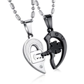 Gepolijste stalen slot en sleutel hart hangers voor koppels met I LOVE YOU gravure - Hart Hangslot & Sleutel Splicing Stijl (GX185)
