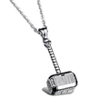 Retro Thor Mjölnir hammer pendant necklace in stainless steel with Nordic engraving - Silver With O-Chain
