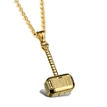 Polished gold Mjolnir pendant necklace for men with intricate Nordic carvings and wheat chain - Gold With O-Chain