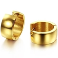 Orecchini a cerchio huggie larghi in oro lucido in acciaio inossidabile dal design minimal - Oro
