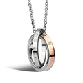 Collana minimalista in acciaio al titanio con anelli intrecciati in oro rosa e diamanti - Oro Rosa (Ciondolo E Catena)