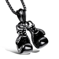 Vintage black titanium steel boxing gloves pendant necklace with durable square chain - Black Pendant + Chain