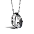 Collana di coppia in acciaio al titanio con anelli intrecciati e incisione Love Eternal - Nero (Ciondolo E Catena)
