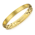 Elegant 18K gold plated bangle with frosted finish and starburst geometric patterns - Gold