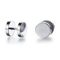Minimalist silver barbell stud earrings for men and women with polished finish - Silver