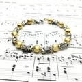 8mm zweifarbiges Edelstahl-Byzanz-Armband mit Goldperlen und sicherem Karabinerverschluss - Zweifarbiges Gold (BR-348)
