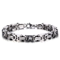 Robusta pulsera bizantina para hombre en acero de titanio plateado con cierre de langosta - Estilo Plateado