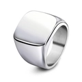 Anello con sigillo quadrato da uomo in acciaio inossidabile argento lucido stile minimalista - US 7 / Color Acciaio
