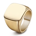Anello con sigillo quadrato in oro lucido da uomo in acciaio inossidabile stile minimalista - US 7 / Oro
