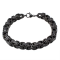 Bracciale da uomo bizantino in acciaio al titanio nero con robusta chiusura a moschettone - Catena Nera