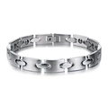 Edelstahl-Gliederarmband für Herren in Matt-Silber mit integrierten Magnetelementen - Silber