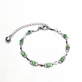 Pulsera geométrica de plata con circonitas verdes facetadas y colgante de campana pequeña - Circonita Verde
