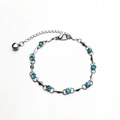 Pulsera de plata con circonitas azules y colgante de cascabel para mujer elegante - Diamantes de imitación azules