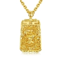 Gouden draak hanger ketting met 18K goudlaag en fijn gedetailleerd hol snijwerk - Hanger met ketting / Goud