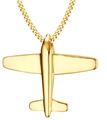 Polished golden stainless steel airplane pendant necklace with symmetric wing design - Gold With Chain