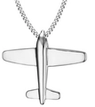 Polished silver stainless steel airplane pendant necklace on a minimalist chain - Steel Color With Chain