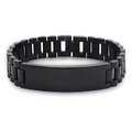 Minimalistisches matt-schwarzes Herren-ID-Armband aus Edelstahl mit Gliederketten-Design - Schwarz