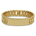 Poliertes Herrenarmband aus goldenem Titanstahl mit glatter rechteckiger Metallplatte - Gold