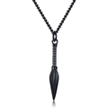 Cool black spearhead kunai pendant necklace made of titanium steel with a sleek bead chain - Black Color With Chain