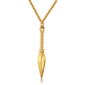Gold kunai pendant necklace made of titanium steel with a sleek industrial design - Gold Color With Chain
