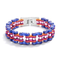 Bracelet chaîne de vélo pour homme en acier titane plaqué bleu et orange contrasté - Multi-colored