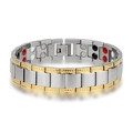 Magnettherapie-Armband für Herren aus Edelstahl in zweifarbigem Gold- und Silber-Design - Zweifarbig (Gold & Silber)