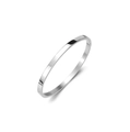 Detailed macro view of the polished silver titanium steel bangle with hinge closure - Steel