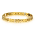 Damen-Magnetarmband aus 18k vergoldetem Titan mit strukturierten Kreuzgliedern - Gold