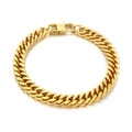 Bracciale da uomo a catena cubana dorata in acciaio inox con chiusura a scatto - Oro