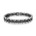 Sleek stainless steel and black ceramic health bracelet featuring magnetic therapy elements - 10mm Wide Women's Style