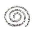 Collana da uomo a catena bizantina in acciaio inossidabile argento con chiusura a moschettone - Color Acciaio
