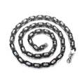 Collana da uomo in acciaio al titanio con maglia bizantina argento e nero - Acciaio e Nero