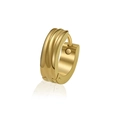 Goldene Huggie-Ohrringe aus Edelstahl mit dreilagiger gerippter mattierter Oberfläche - Gold