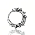Vintage Punk Edelstahl Creolen mit Wolfszahn-Dornen-Design und glänzender Metalloberfläche - Silber