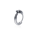 Retro punk style V-shaped stainless steel skull earring hoop with vintage silver finish - Silver