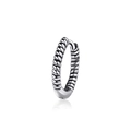 Vintage hiphop huggie hoop oorring van roestvrij staal met een gedraaide touwtextuur - Zilver
