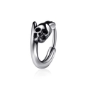 Punk style stainless steel hoop earring featuring a detailed 3D silver skull charm - Skull (2023711-6) / Silver