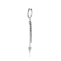 Vintage punk cross chain earring with steel spike pendant and long metal rod on white base - Silver