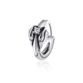Orecchino a cerchio argento vintage hip hop con pietra in zircone lucido - Argento