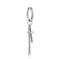 Orecchini a croce in acciaio inossidabile argento con catena a spirale stile hip hop - Ciondolo a Catena con Croce (5064425292626) / Argento