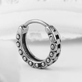Vintage industrial style silver cross earring with rivet details and oxidized finish - Silver