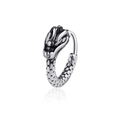 Retro hip hop titanium steel cross hoop earring featuring a detailed dragon head carving - Dragon Head Style (2023711-12) / Silver